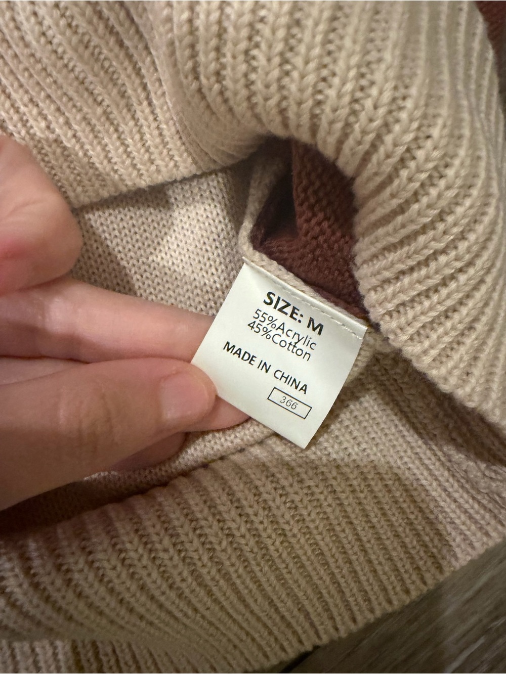 Pink Coconut Boutique Cream Rust Color Block Sweater Medium - Picture 3 of 3